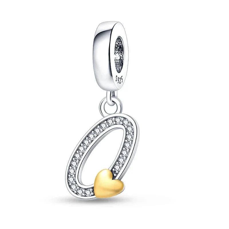 Gold Heart Letter Charm