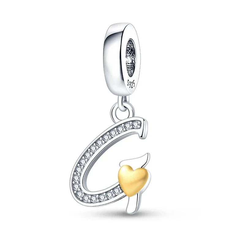 Gold Heart Letter Charm