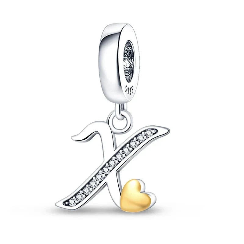 Gold Heart Letter Charm