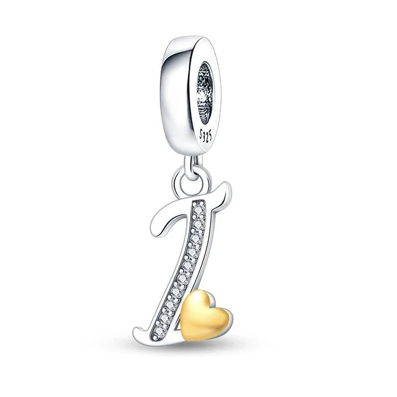Gold Heart Letter Charm