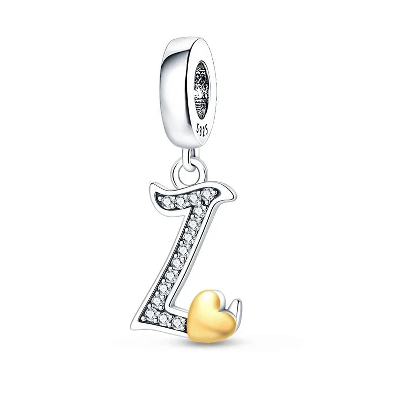 Gold Heart Letter Charm