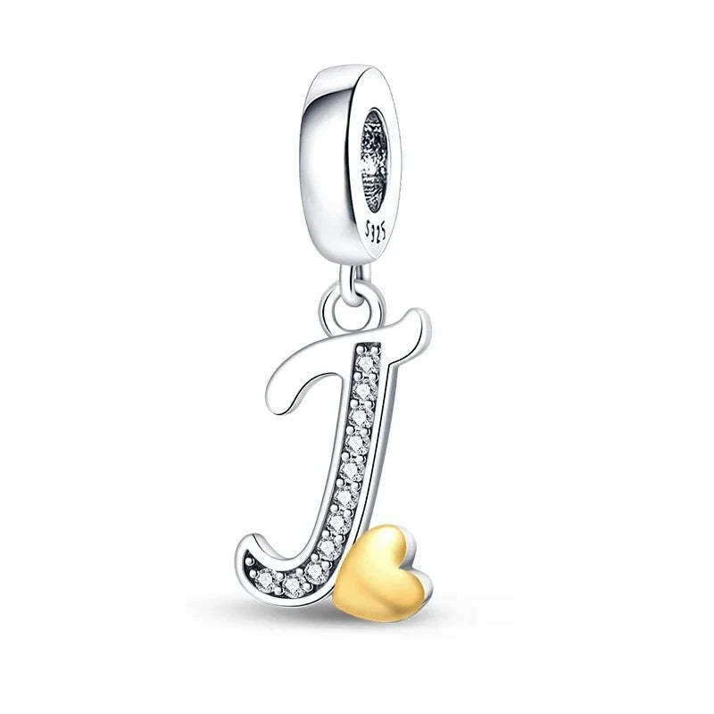Gold Heart Letter Charm